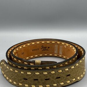 Tony Lama Olive Green Women's Leather Belt with Yellow Stitching